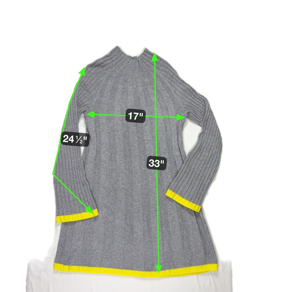 Anthropologie Funnel Neck Sweater Dress XS Wool Alpaca‎ Ribbed Retro Bell Sleeve - Picture 7 of 8